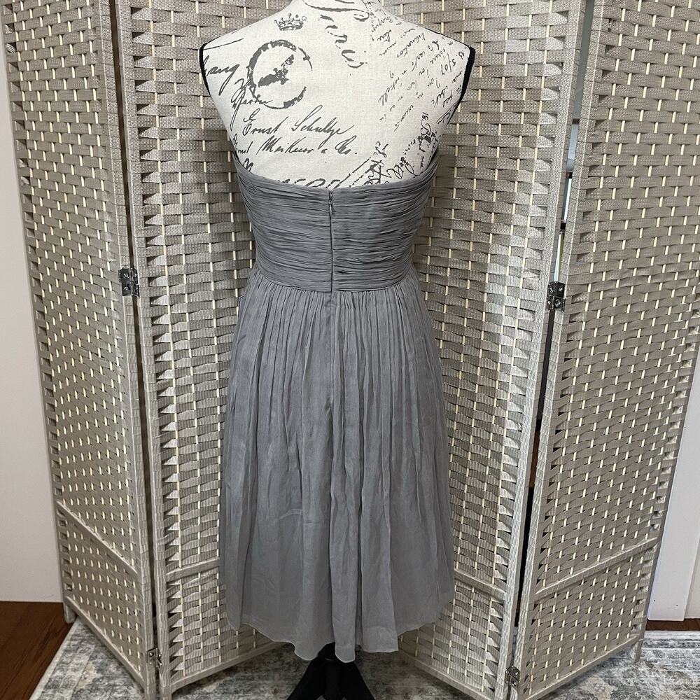J.Crew Nadia Silk Chiffon Strapless Dress Size 6 Gray Weddings & Parties NEW - Picture 3 of 12